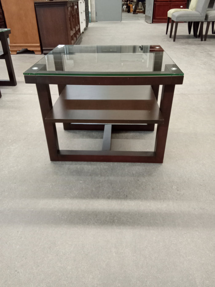 24"W Glass Topped Side Table