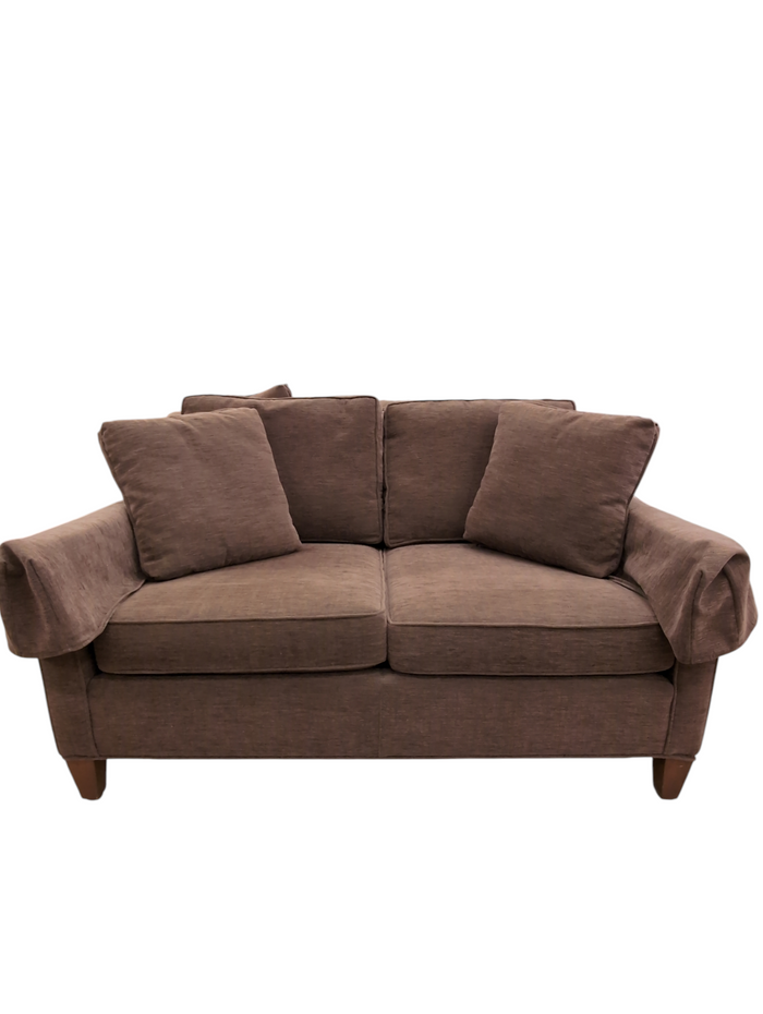 Brown/Red Fabric Loveseat