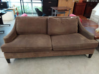 79" W Brown Fabric Sofa