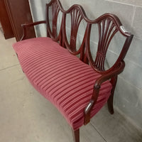 56"W Solid Wood Bench with Burgundy Seat