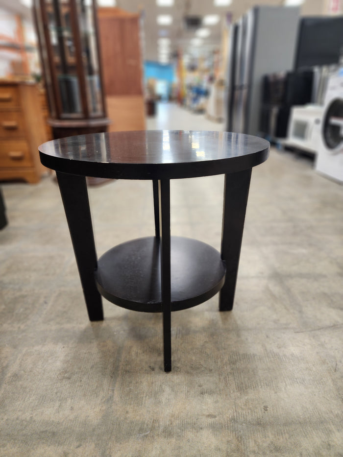 Round Dark Brown 2 Tier Side Table