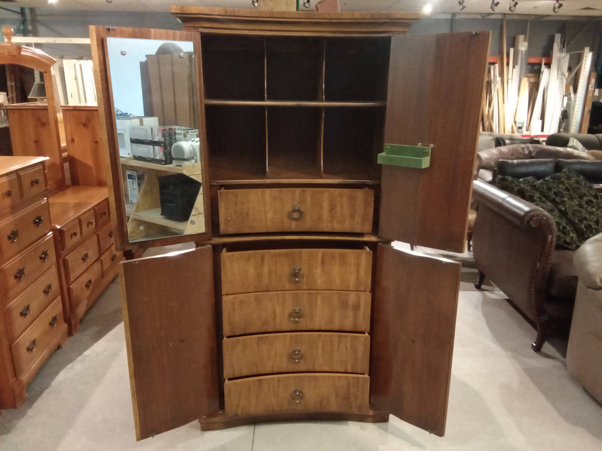 Vintage Solid Wood Carved Armoire