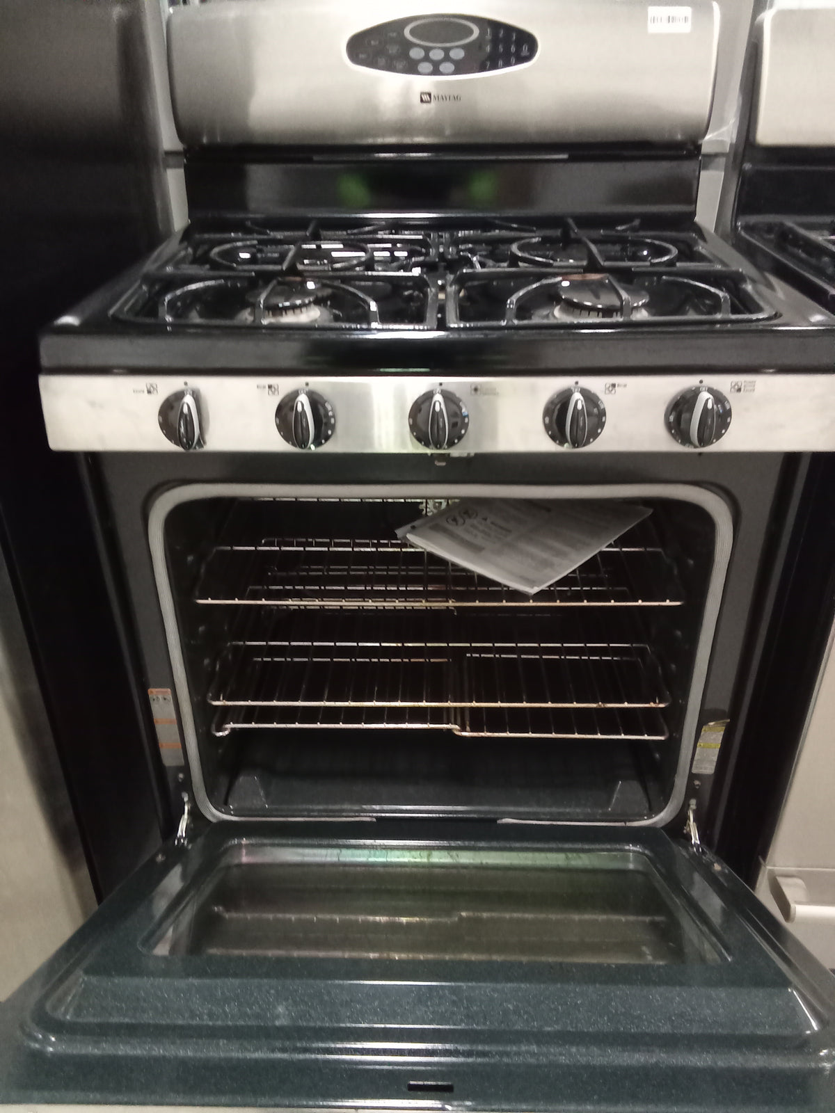 30"W 5-Burner Gas Stove in Black and Stainless Steel