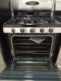 30"W 5-Burner Gas Stove in Black and Stainless Steel