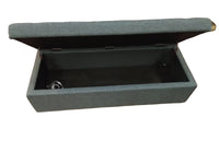 Grey Tufted Linen Storage Ottoman Bench