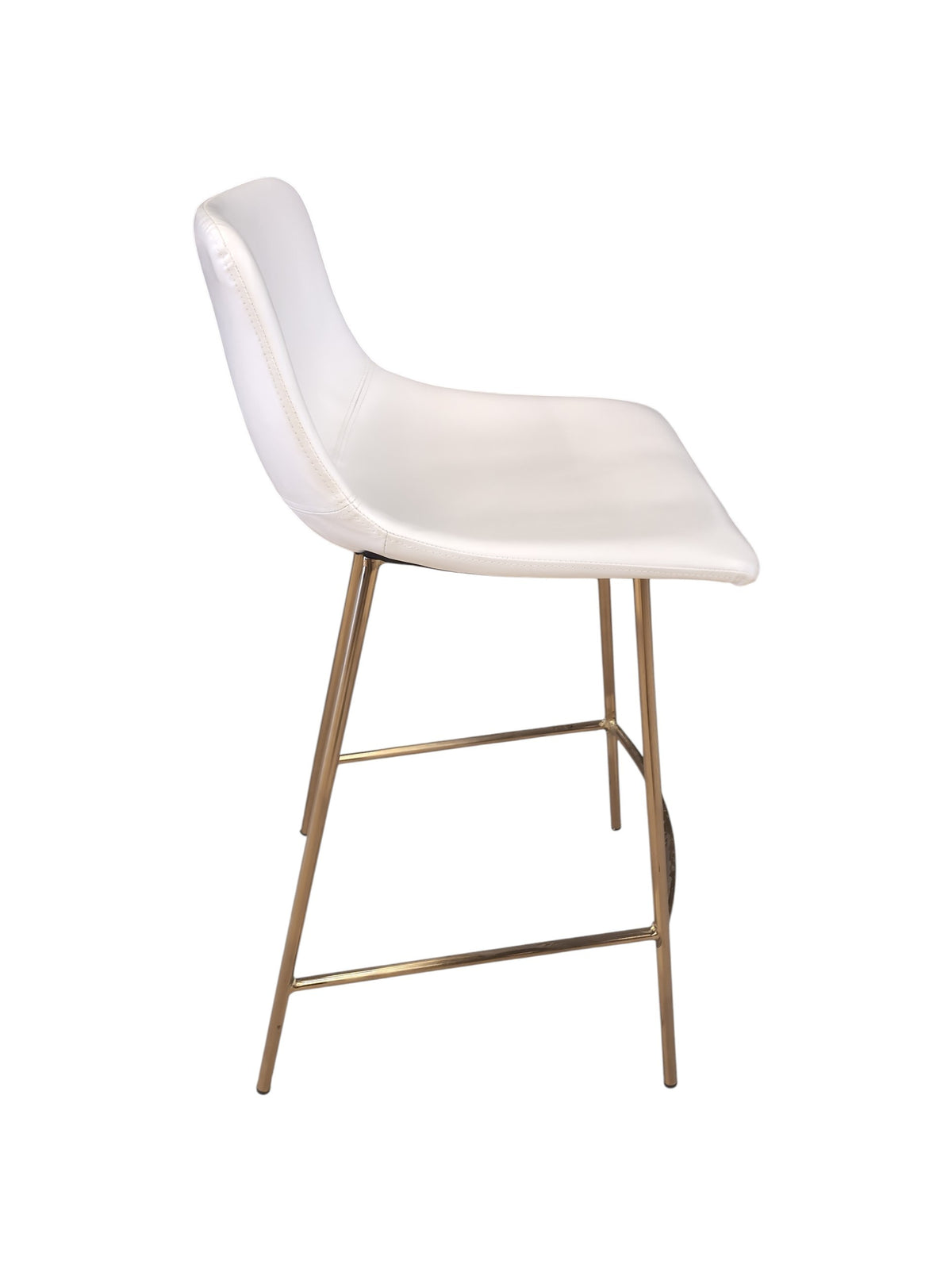 Seat of 3 Brass & White Faux Leather Stools