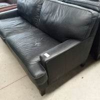 78"W Black Leather Love Seat