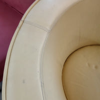 37"W Yellow Faux Leather Armchair