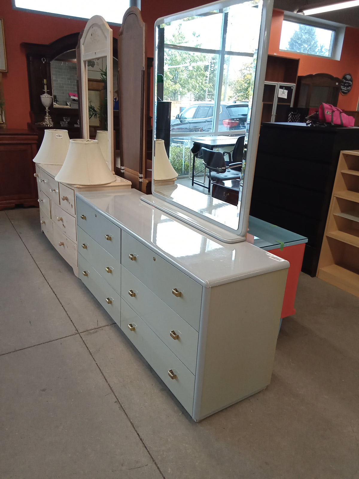 63"W 6-Drawer Dresser With Mirror