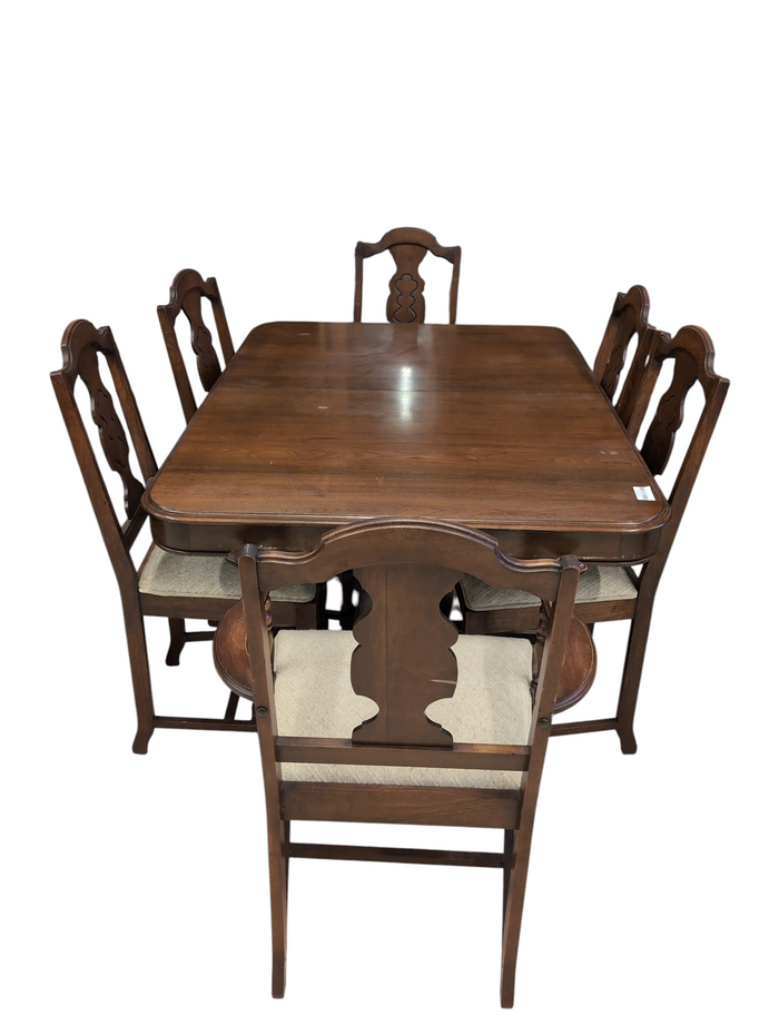 Vintage Brown Dining Set - 6 chairs