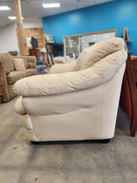 Plush Cream Faux Leather loveseat