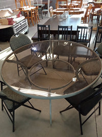 58.5" W Round Glass Dining Table