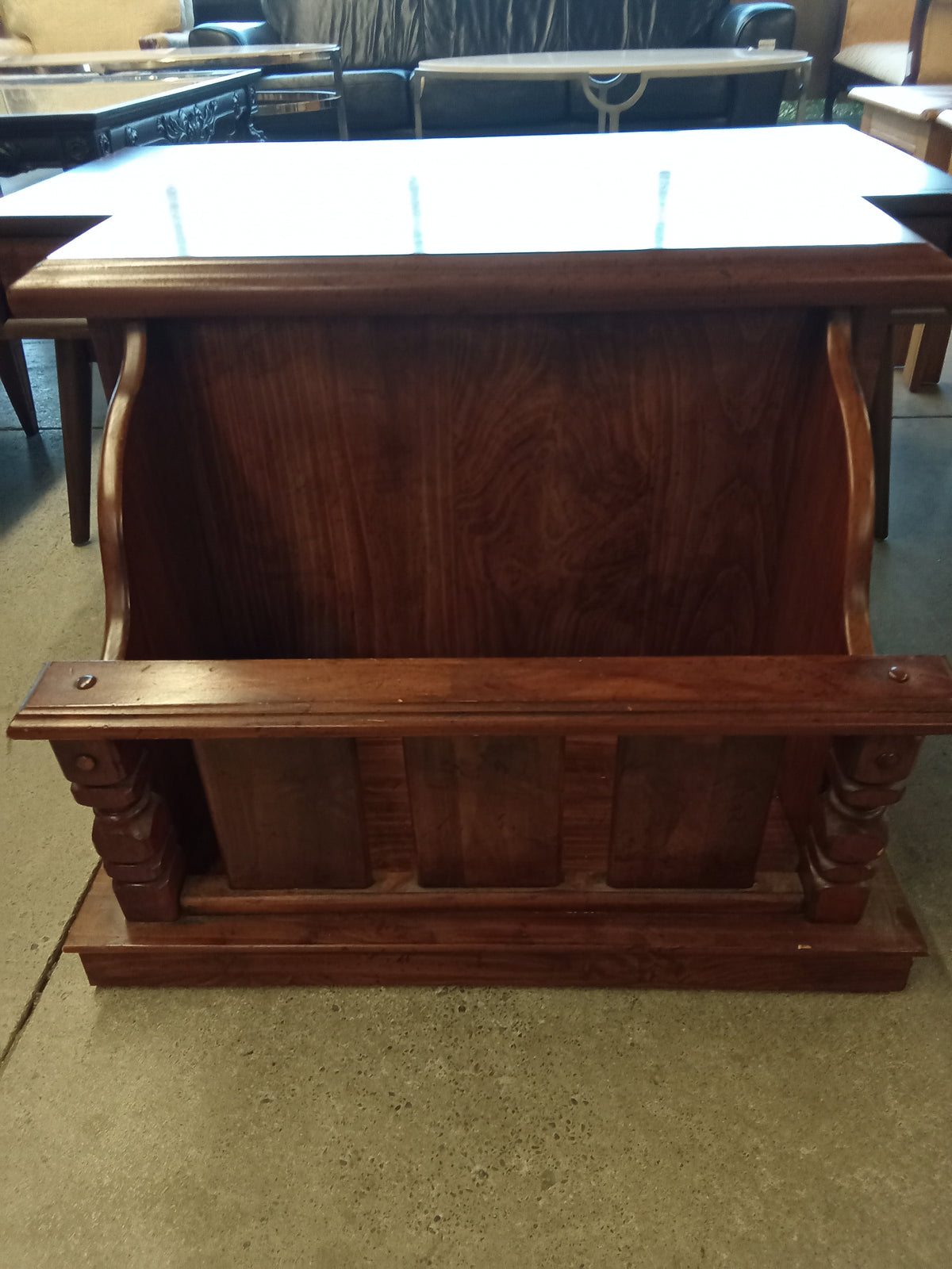 Vintage Hard wood End Table Magazine Rack #PH6