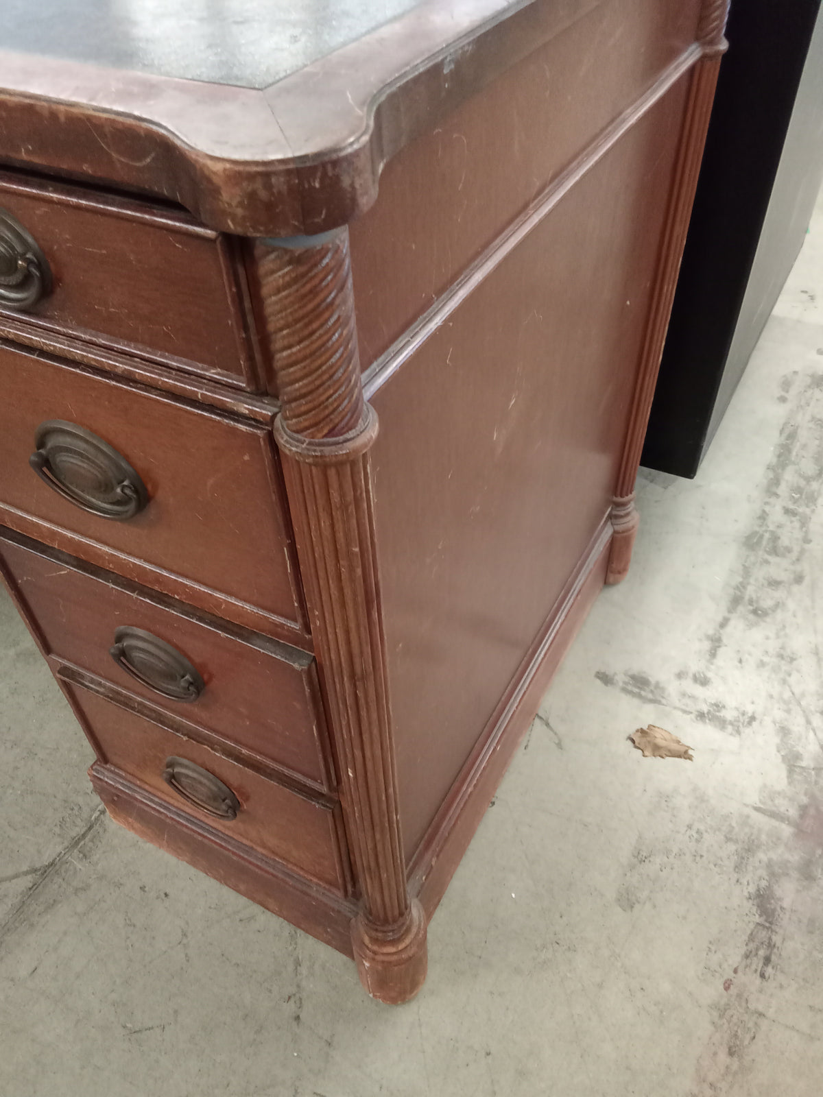 50"W Double Pedestal Desk with Leather Inlay
