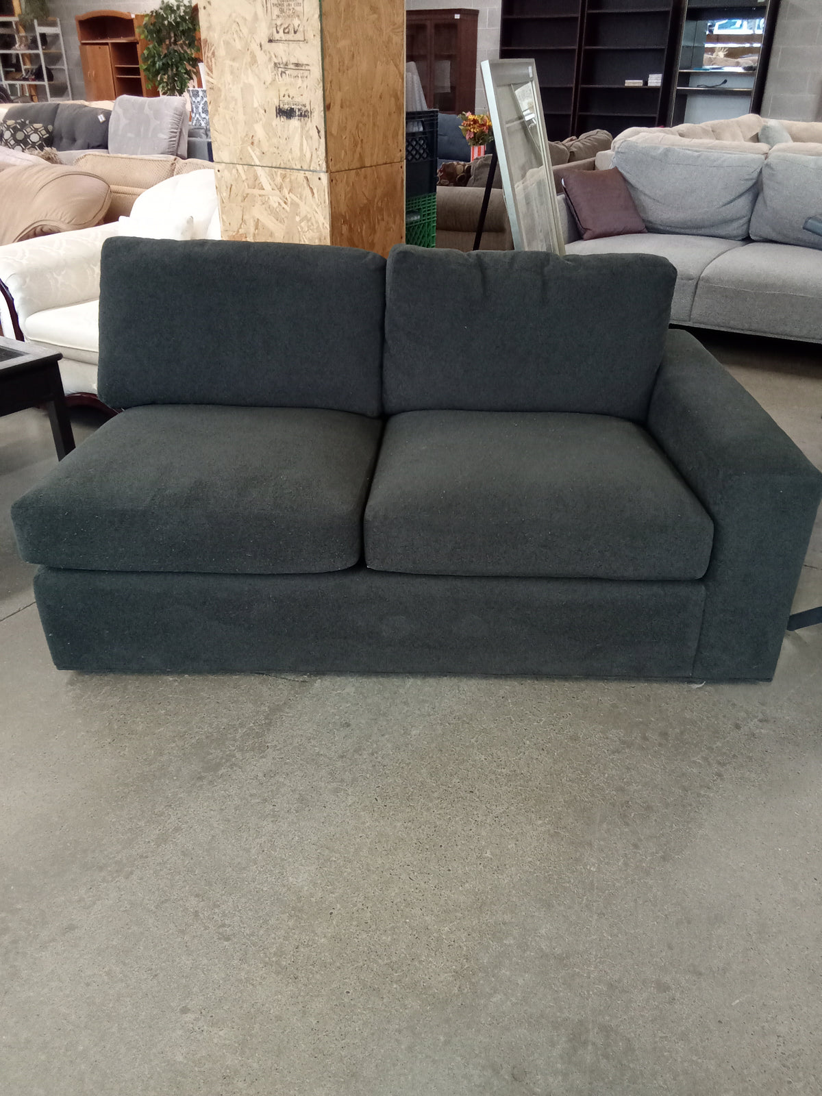 65"W Dark Gray Love Seat