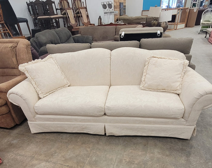 Off-White Sofa W/Floral Damask Pattern