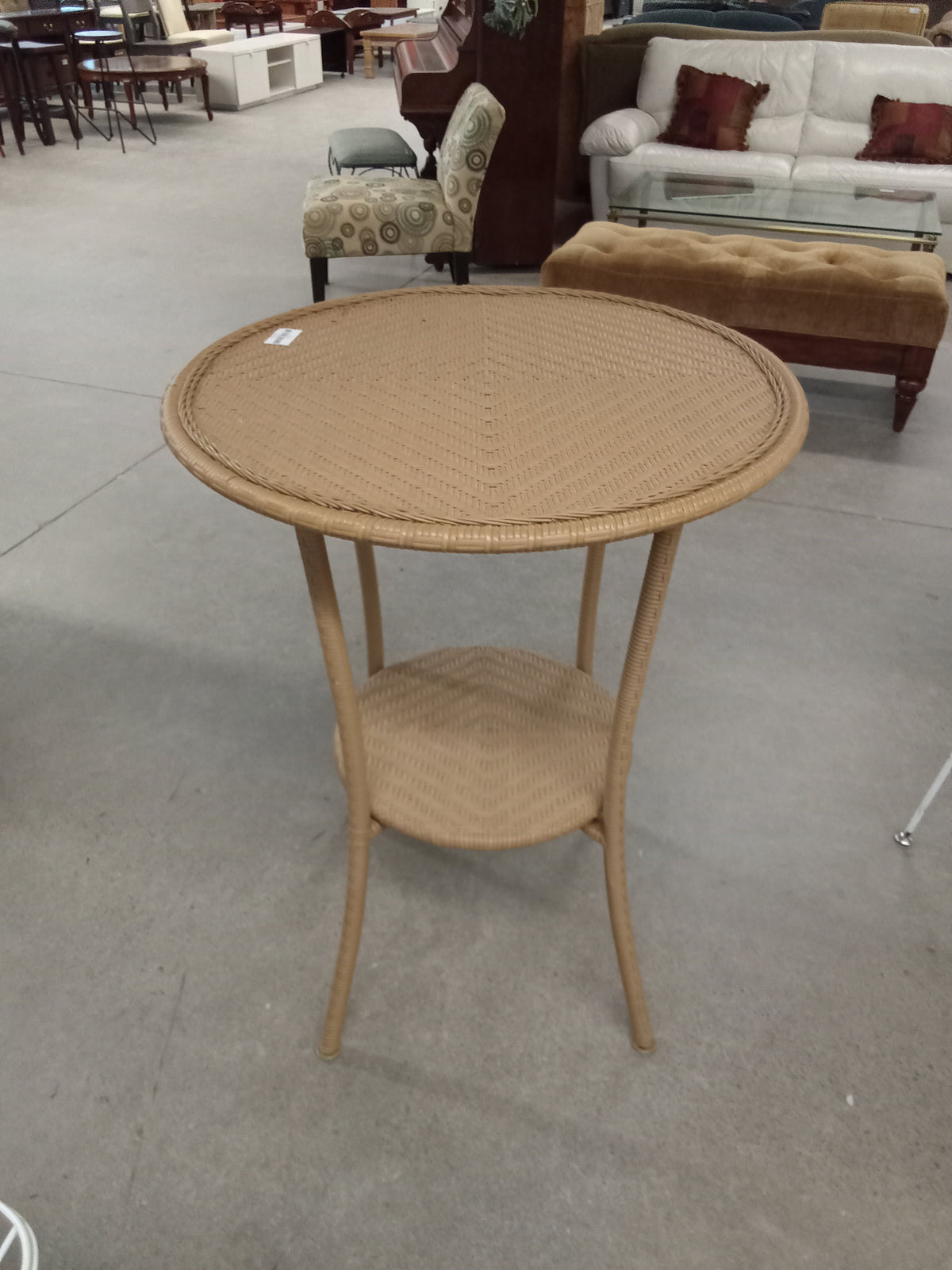 28"W Tan Woven Bistro Table