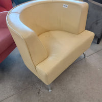 37"W Yellow Faux Leather Armchair