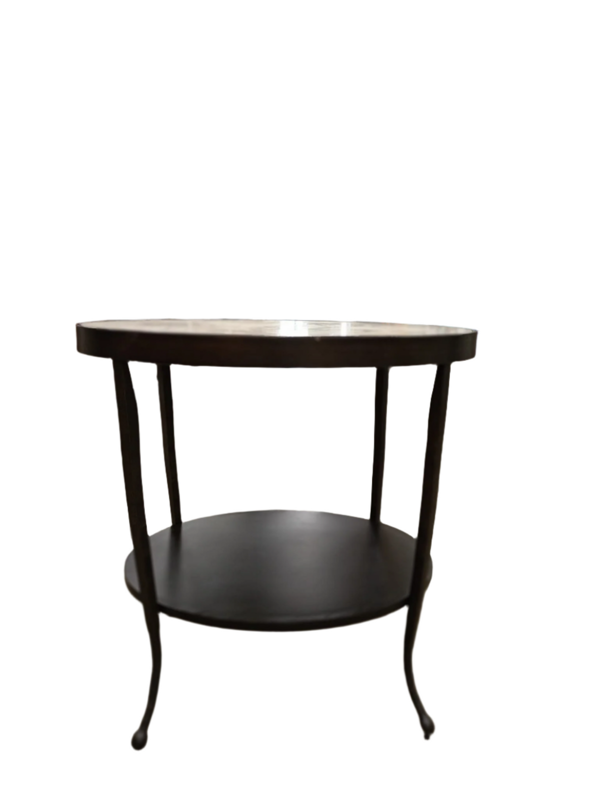2-Tiered Round Side Table with Faux Marble Top