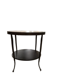 2-Tiered Round Side Table with Faux Marble Top