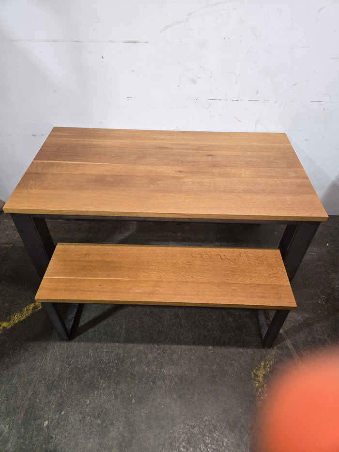 Industrial-Style Dining Table and Bench Set of 2