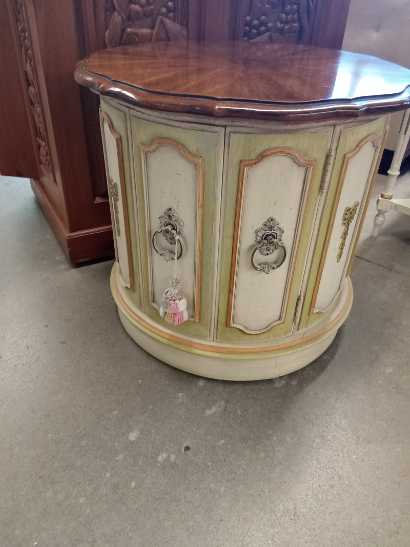 25"W Wooden Side Table With Unique Detailing