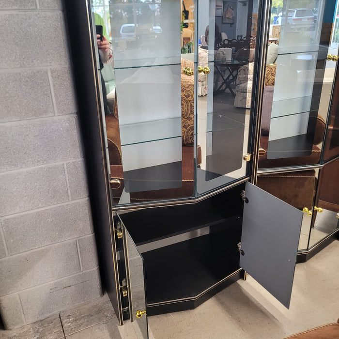30"W Black with Brass Accents Display Cabinet