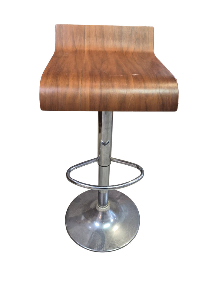 Wood/Chrome Adjustable Height Stool