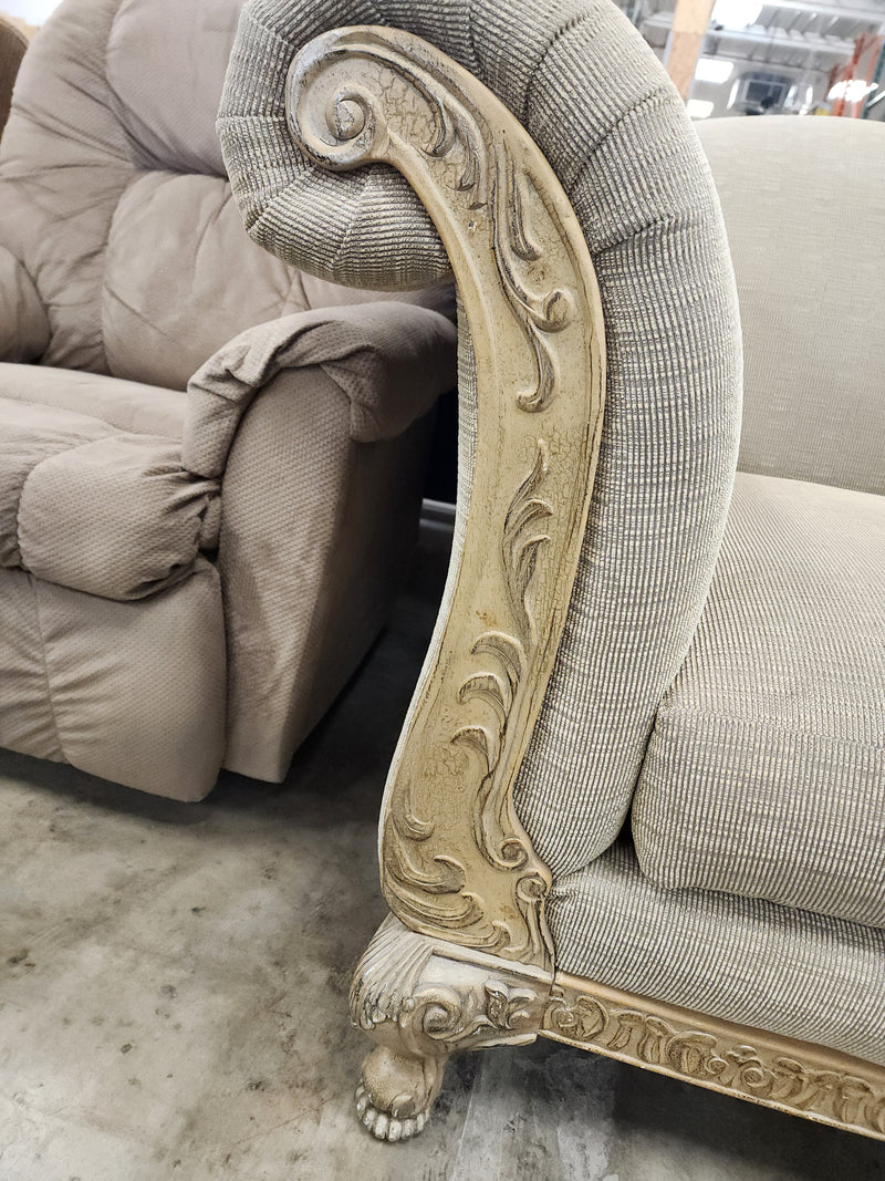 Beige Classic Curved Upholstered Sofa