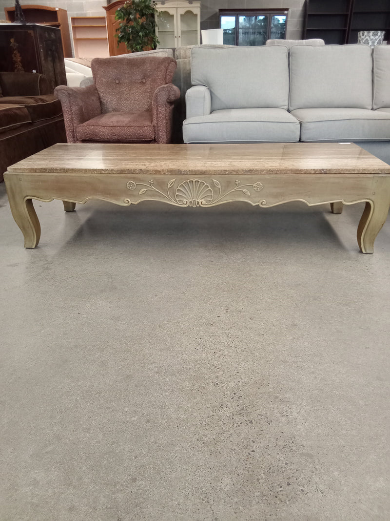 65"W Marble Topped Coffee Table