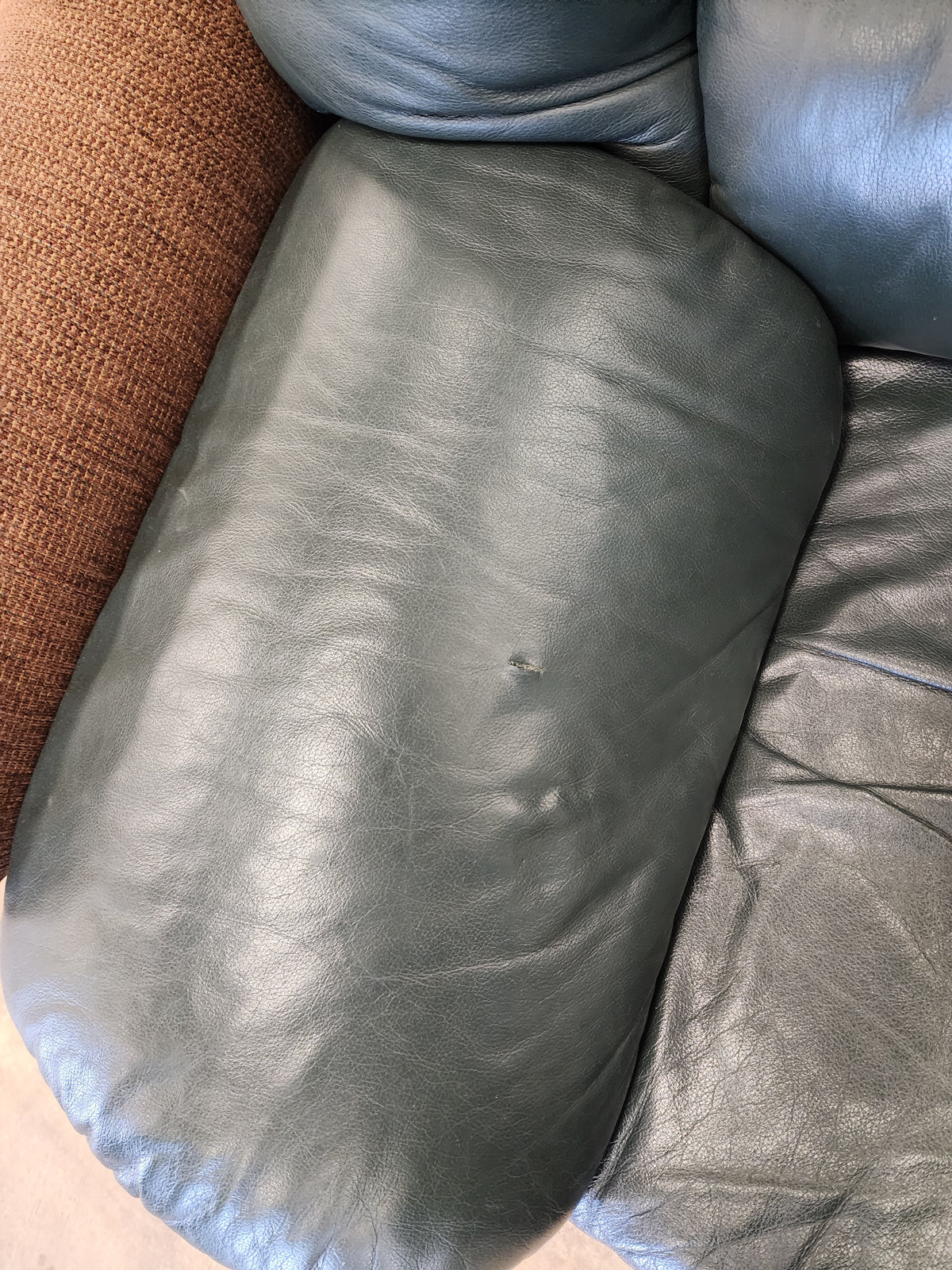 Forest Green Leather Loveseat