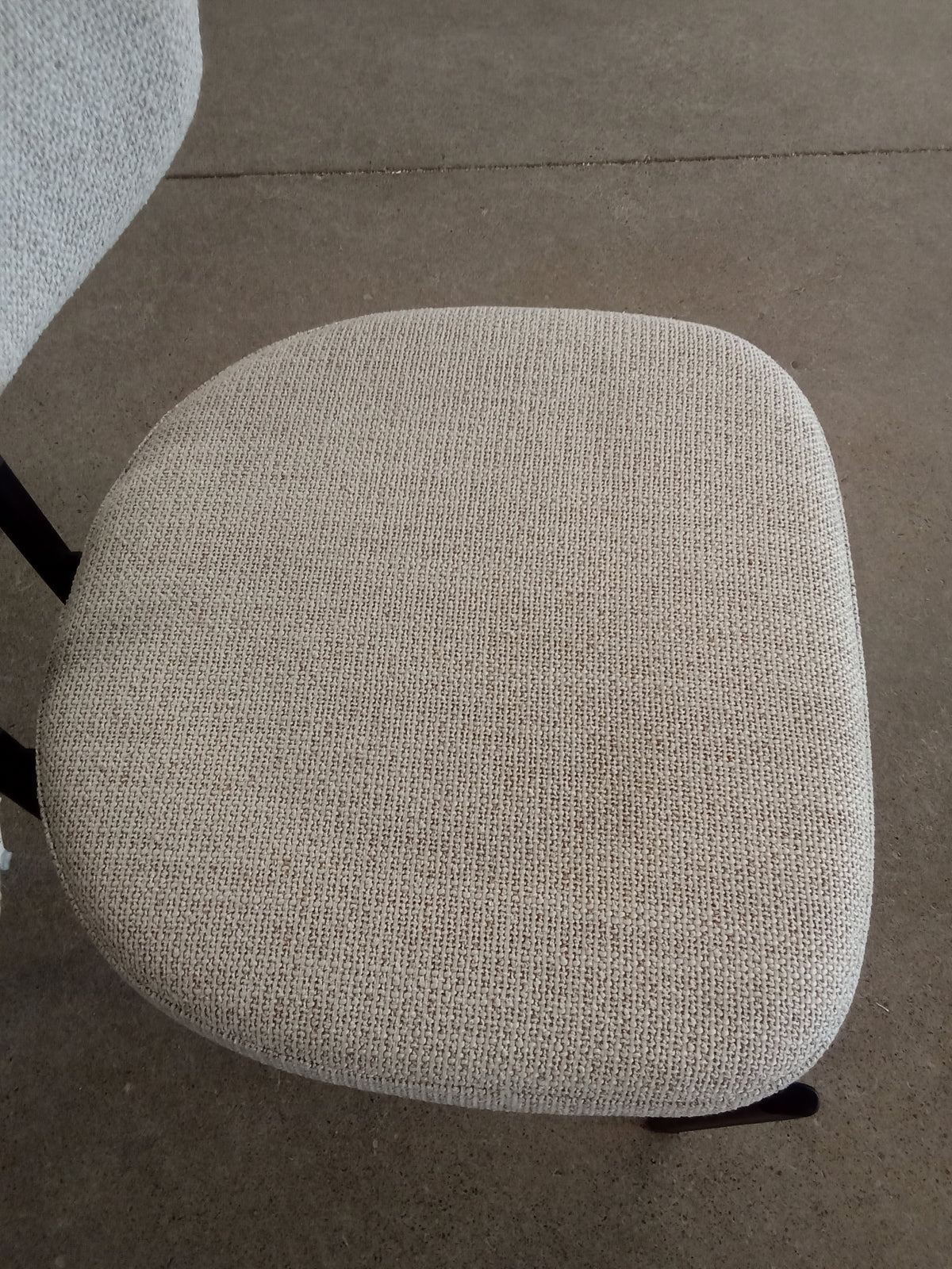 19"W White Woven Fabric Chair with Black Metal Legs
