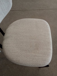 19"W White Woven Fabric Chair with Black Metal Legs