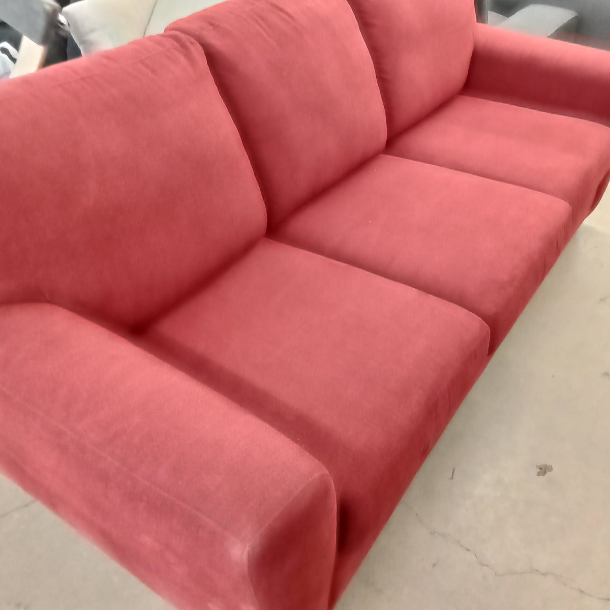 88"W 3-Seat Sofa in Red Fabric