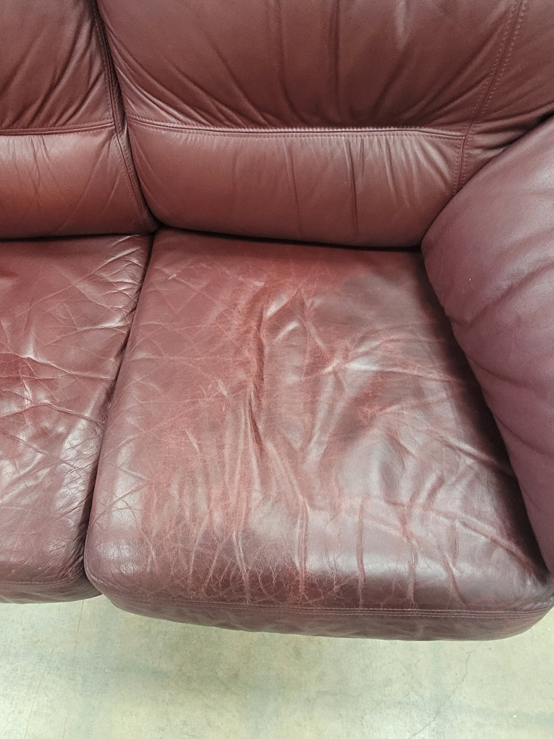 Burgundy Leather Loveseat