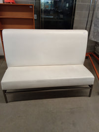 59"W White Faux Leather Double Sided Bench