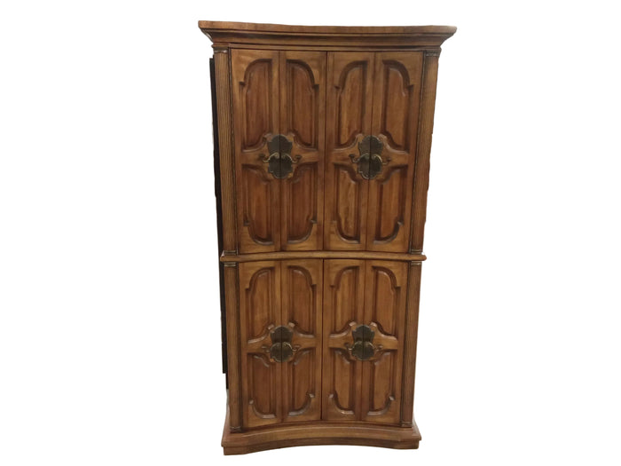 Vintage Solid Wood Carved Armoire