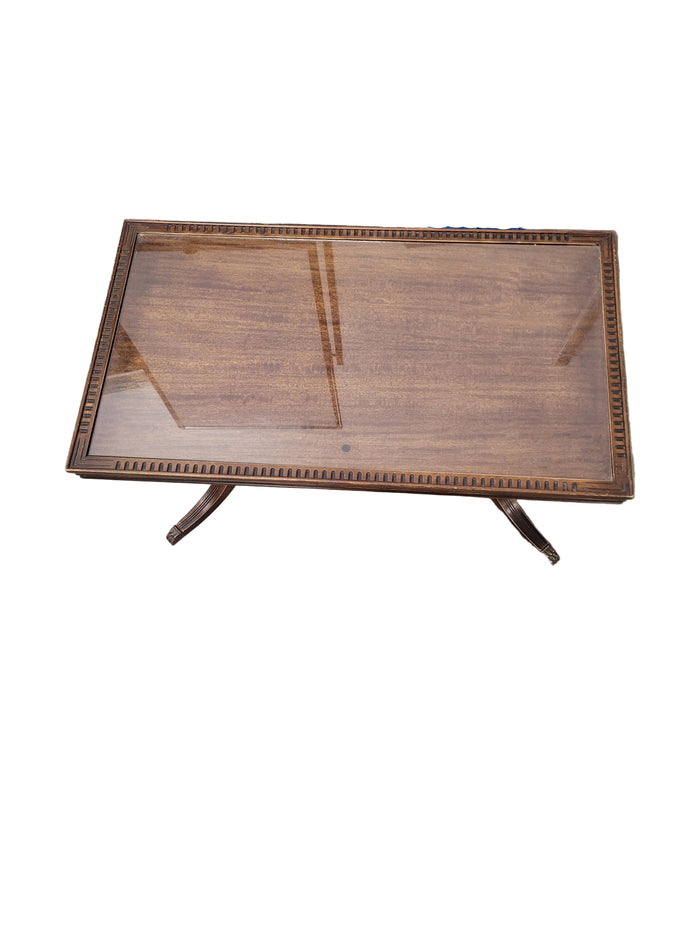 Duncan Phyfe-Style Coffee Table W/ Glass Top