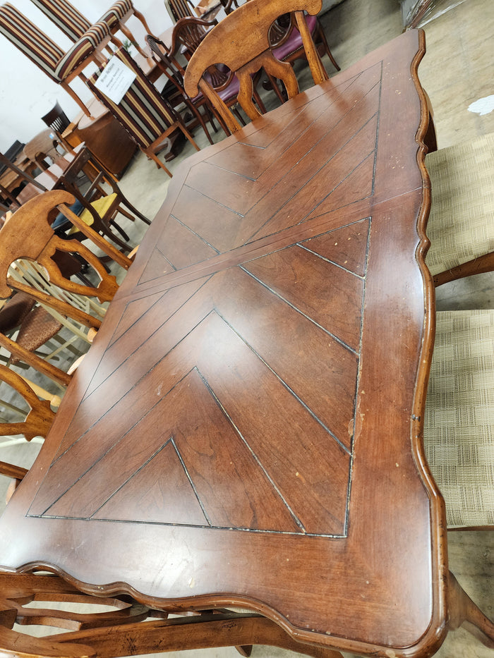 Dark Wood 7-Piece Dining Set with 1 Leaf