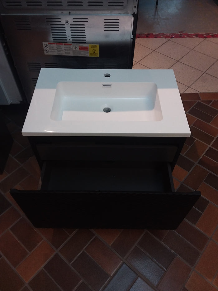 30 in White & Black Bathroom Vanity