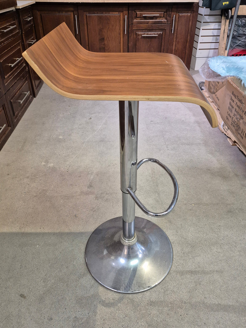 Wood/Chrome Adjustable Height Stool