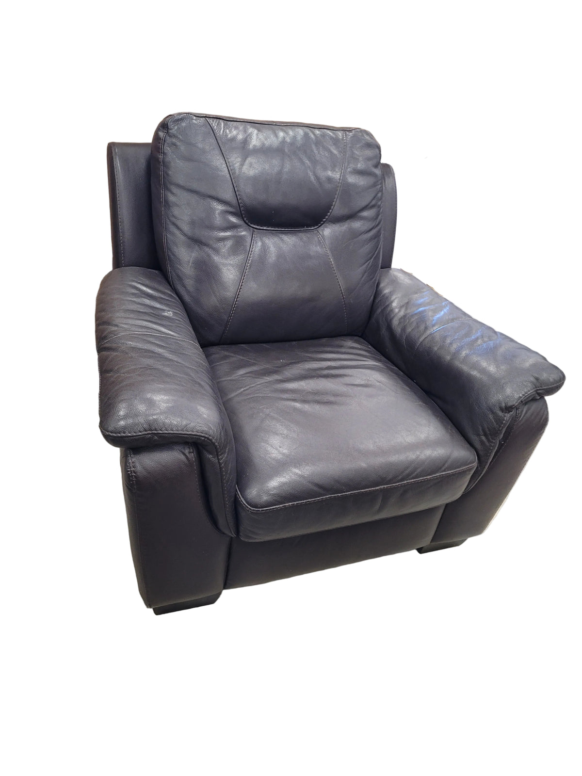 Dark Brown Leather Upholstered Armchair