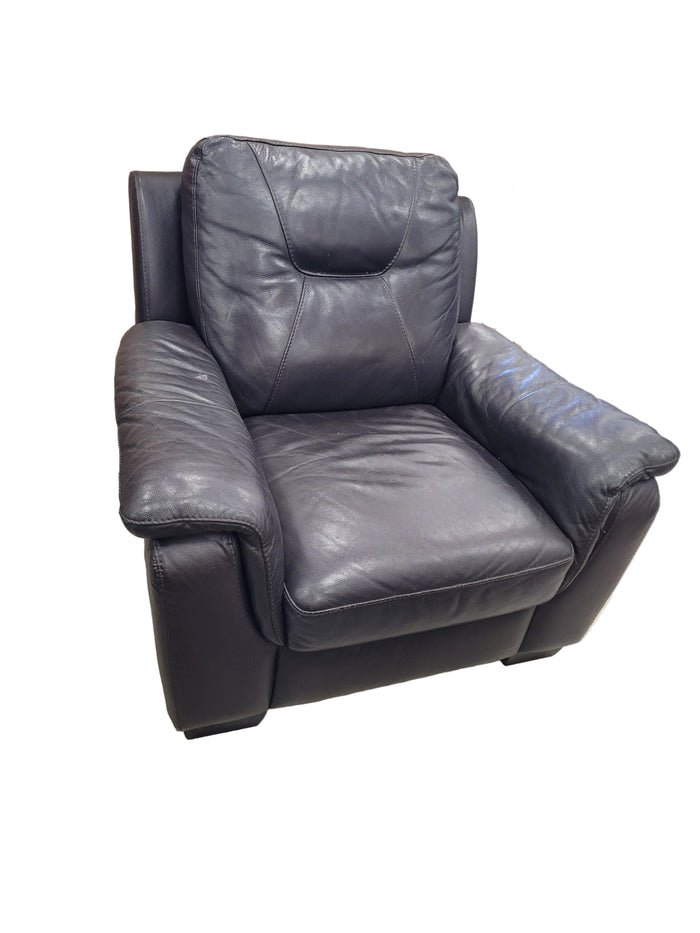 Dark Brown Leather Upholstered Armchair