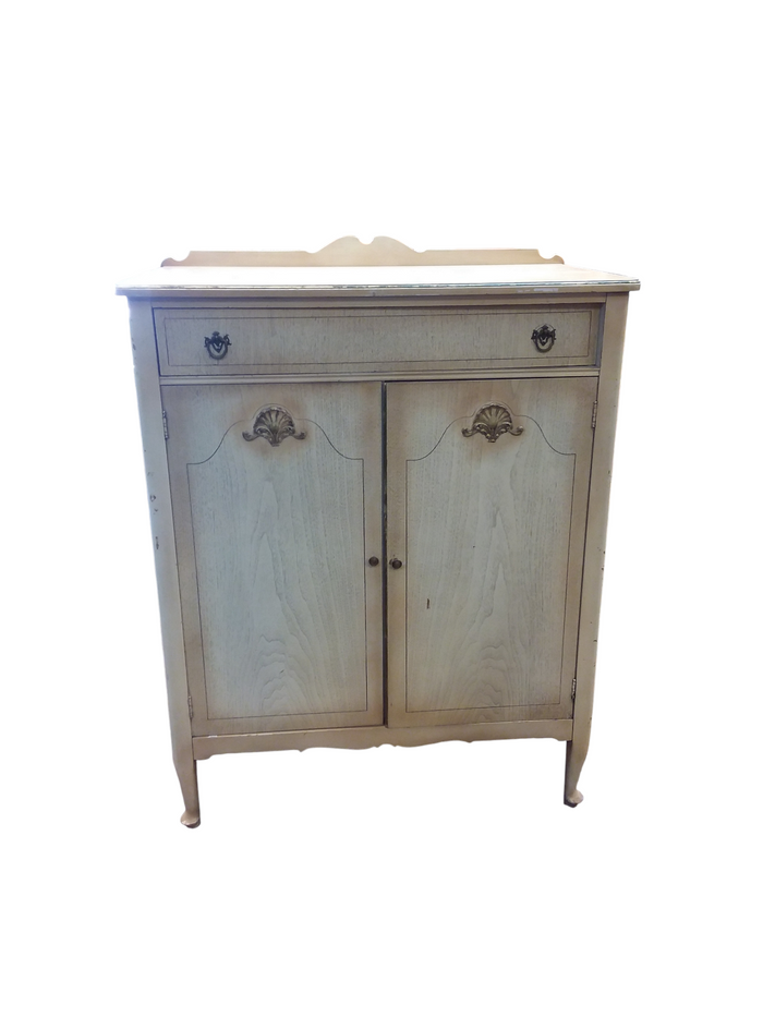 Distressed White Tallboy Dresser
