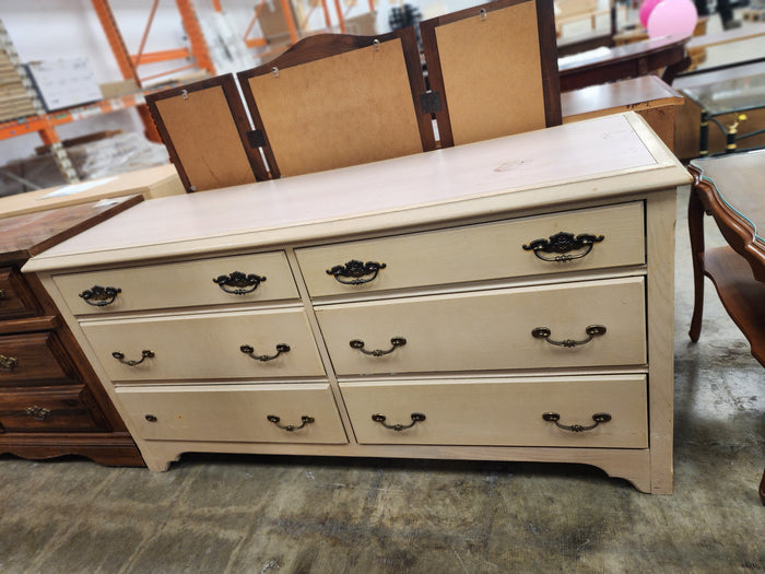 Cream & Pink Wooden 6 Drawer Dresser