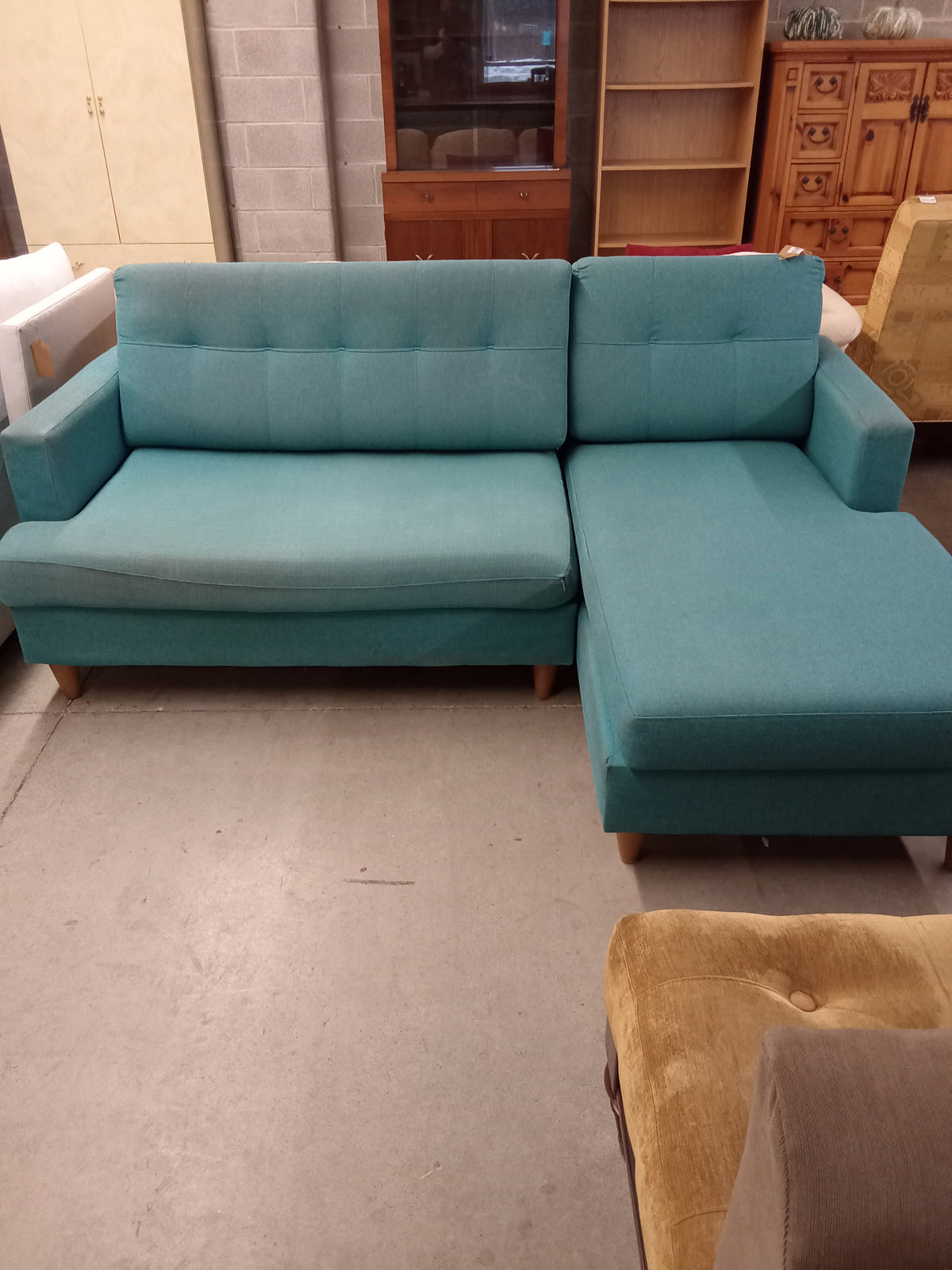 80"W 2-Piece Sectional Sofa in Aquamarine