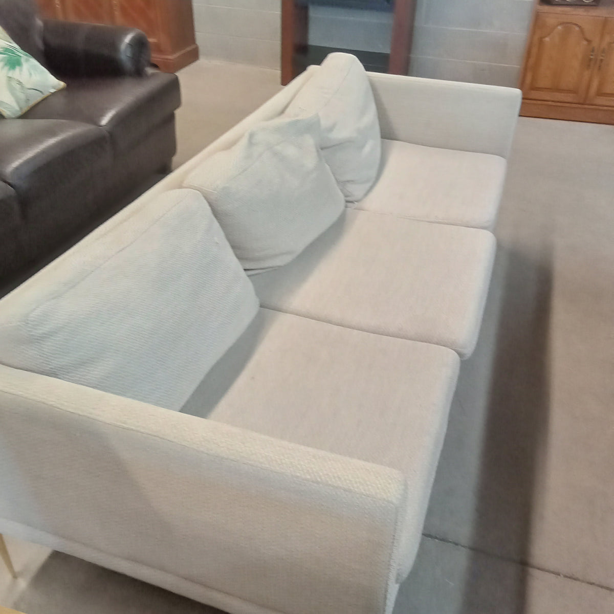 84"W 3-Seat Sofa in Light Gray Fabric