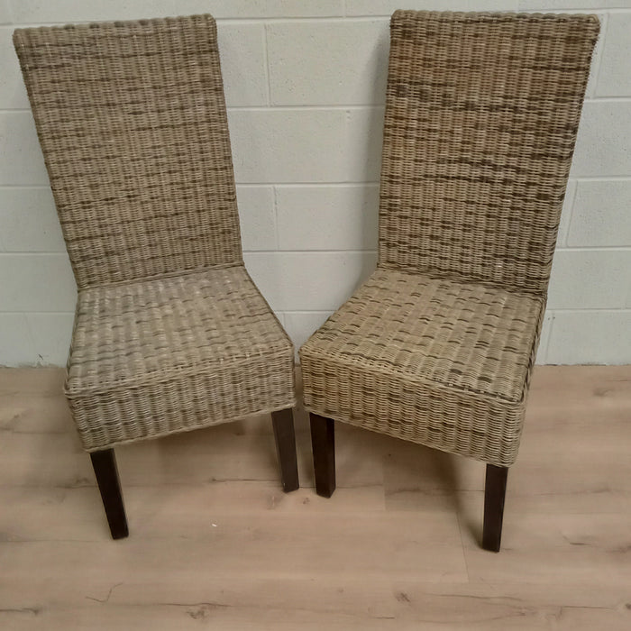 Set of Two Rattan Parson's Style Chairs