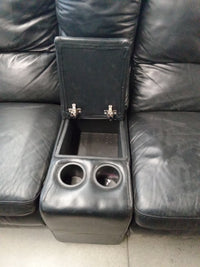 80"W Recliner Rocker Love Seat in Black Faux Leather
