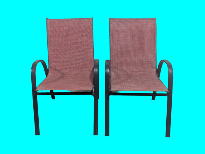 Set of 2 Red/Gray Patio Chairs